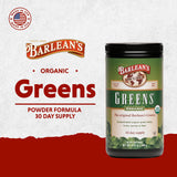 Barlean's Organic Greens Powder 320g scoop