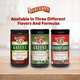 Barlean's Organic Greens Powder in a glass of water