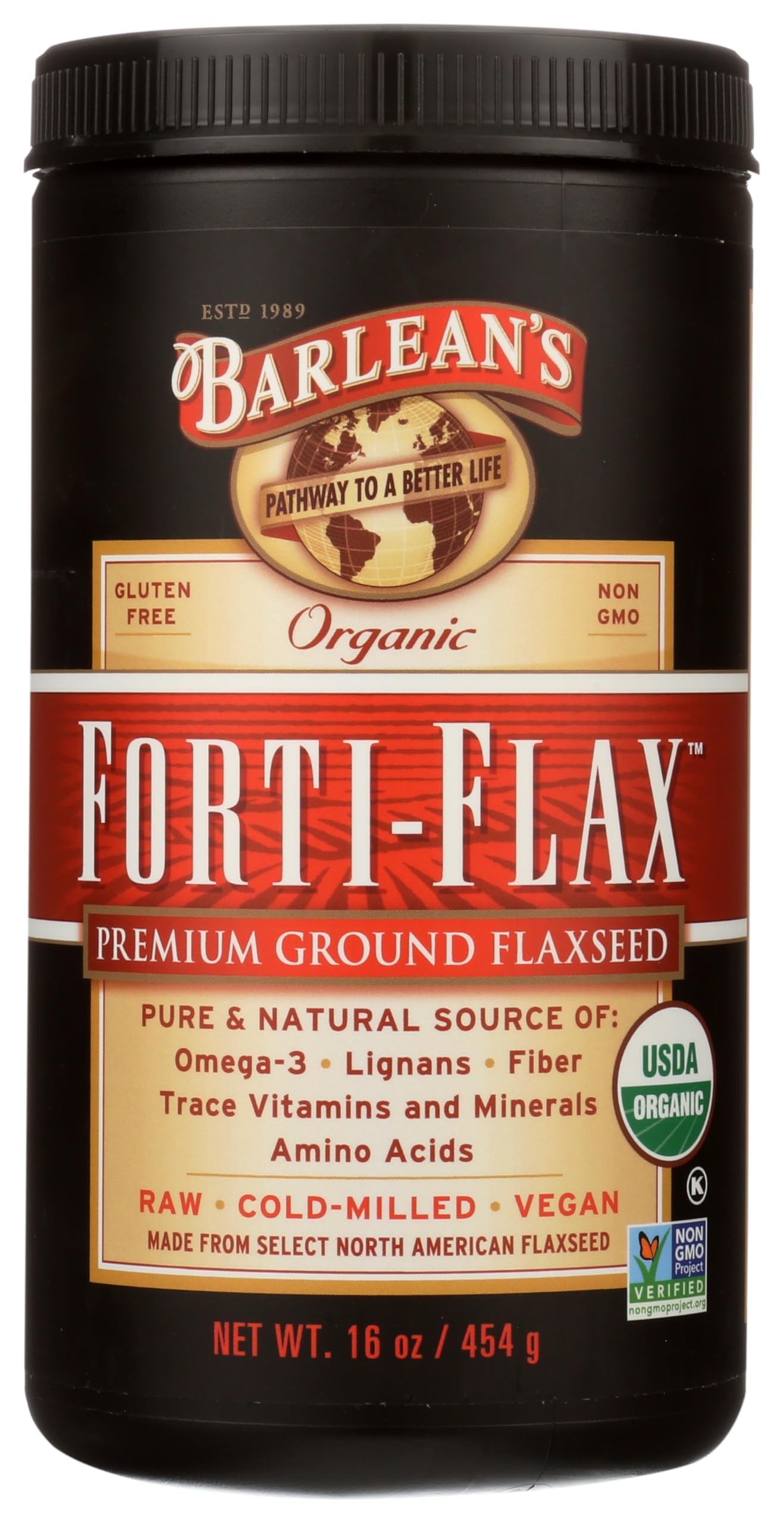Barlean's Organic Ground Flaxseed 1089g package front view