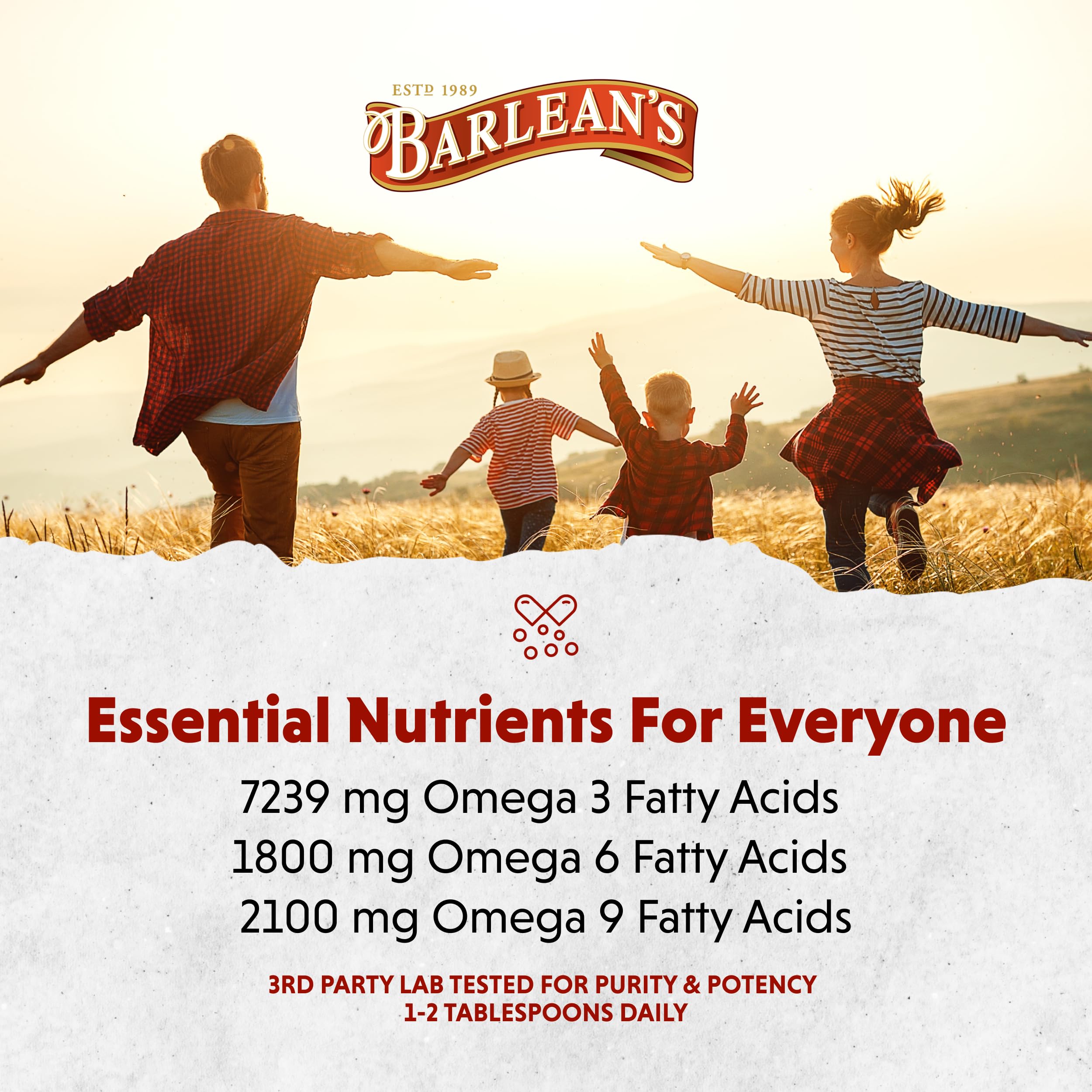 Barlean's Organic Lignan Flax Oil 100g on a kitchen counter