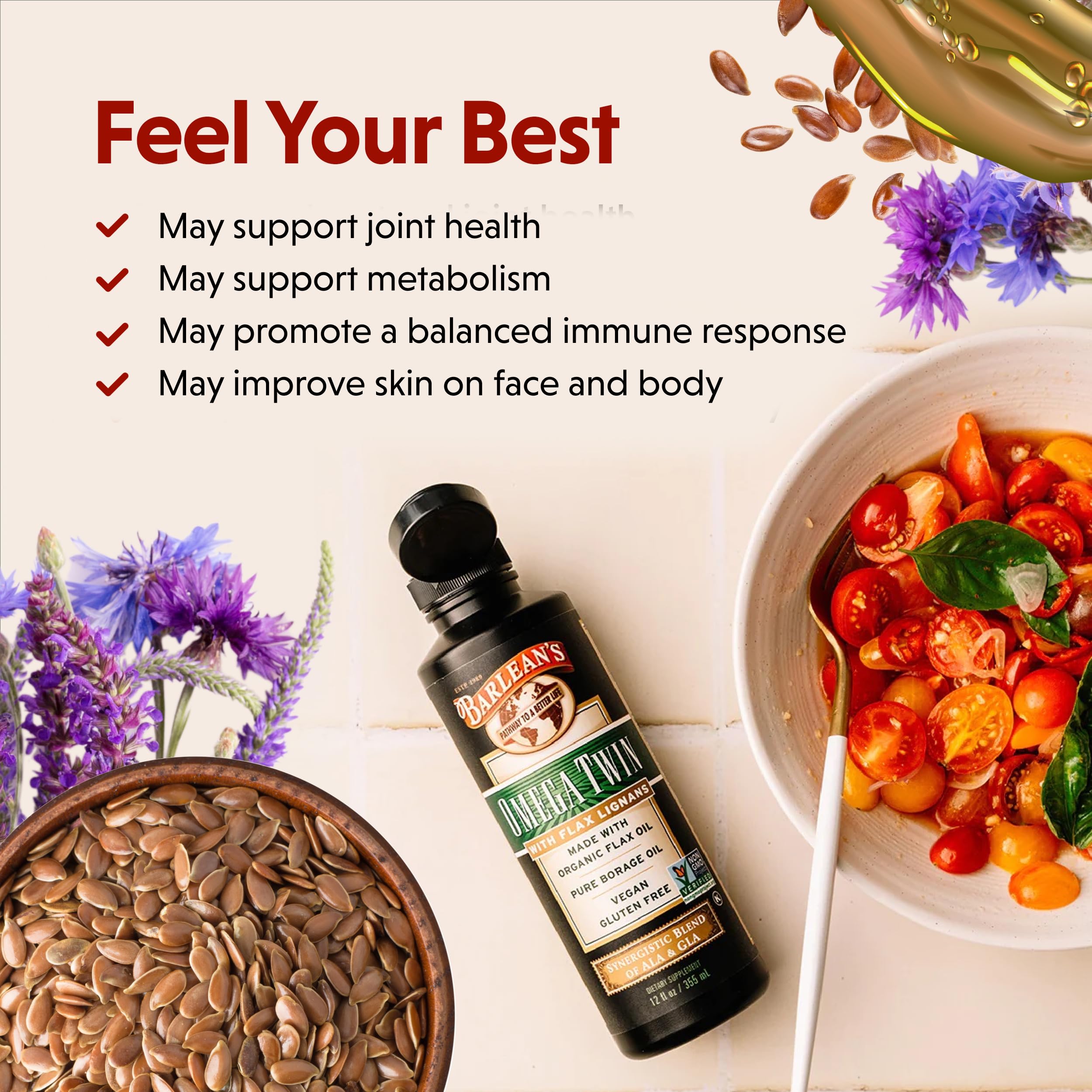 Barlean's Organic Omega-3 Flaxseed Oil 340g in a smoothie