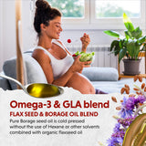 Barlean's Organic Omega-3 Flaxseed Oil 340g with salad dressing
