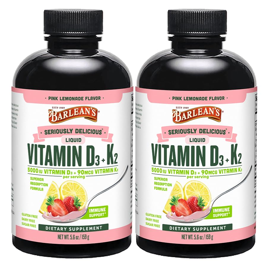 Barlean's Seriously Delicious Vitamin D3+K2 front view with packaging