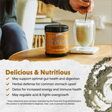 Barlean's Stomach Repair Powder scooped with a teaspoon
