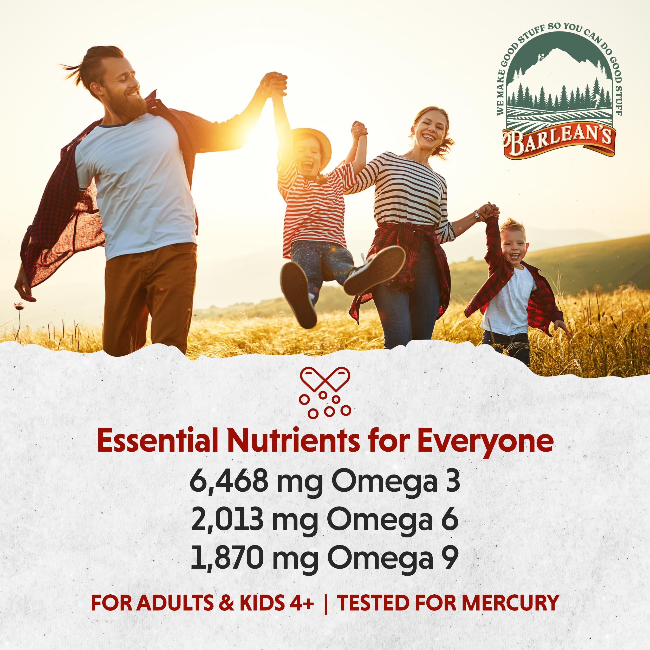 Barlean's Total Omega 3-6-9 Liquid Supplement on a kitchen counter
