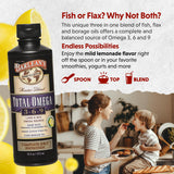 Barlean's Total Omega 3-6-9 Liquid Supplement with a spoon