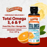 Barlean's Total Omega Liquid Flax and Fish Oil 259g bottle side view