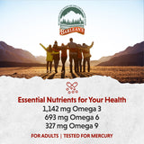 Barlean's Total Omega Softgels with a measuring spoon