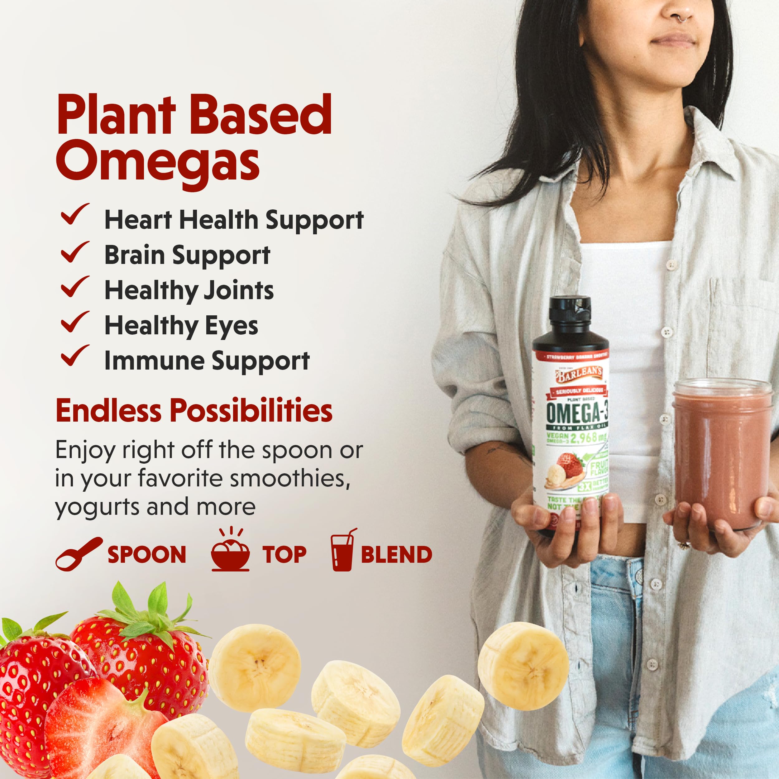 Barlean's Vegan Flax Oil 491g side view showing packaging details