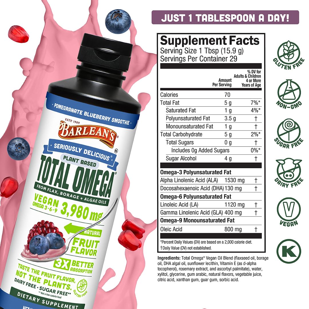 Barlean's Vegan Omega-3 Oil 454g close-up of bottle cap