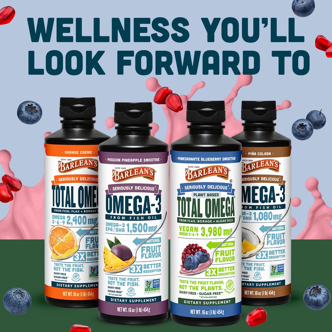 Barlean's Vegan Omega-3 Oil 454g with fresh vegetables