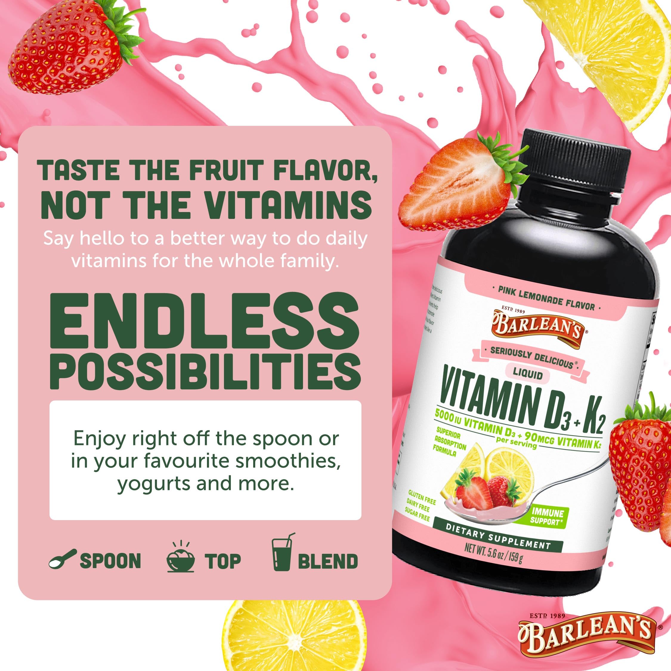 Barlean's Vitamin D3+K2 ingredients list