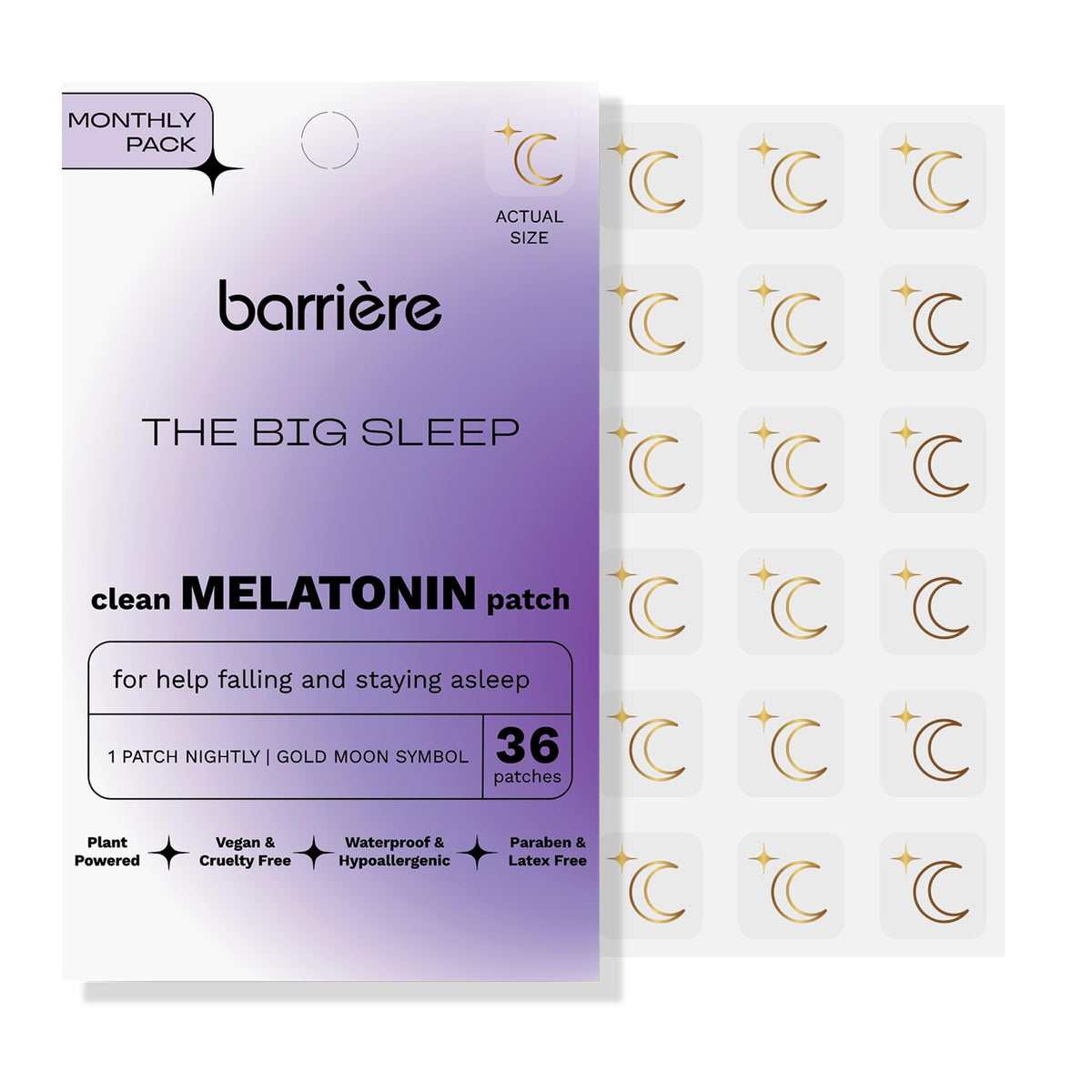 barrière The Big Sleep Melatonin Patches front view with Gold Moon design