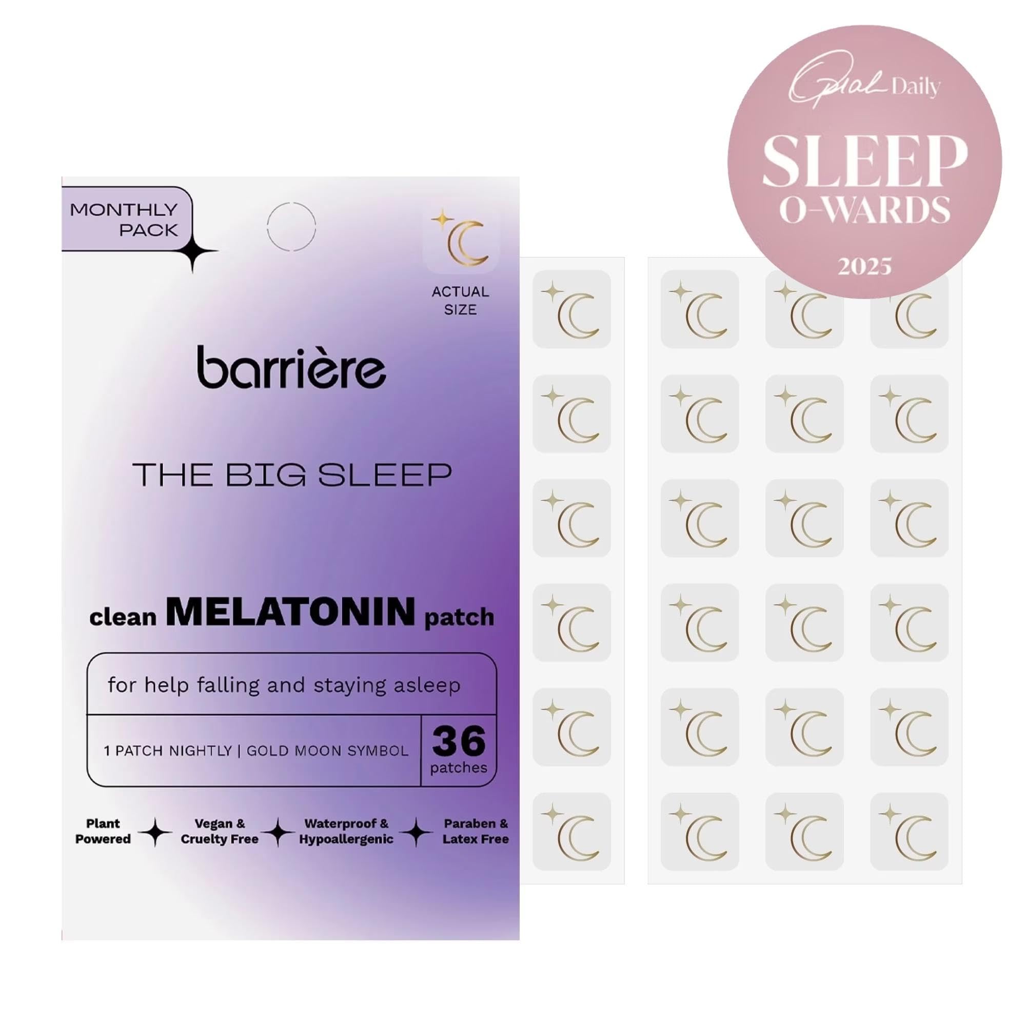 barrière The Big Sleep Melatonin Patches with a decorative Gold Moon print