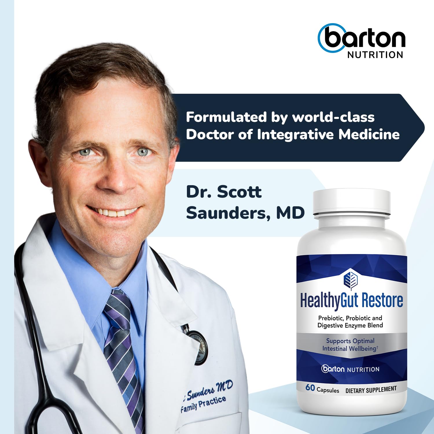 Barton Nutrition HealthyGut Restore Multi-Enzymes bottle top view