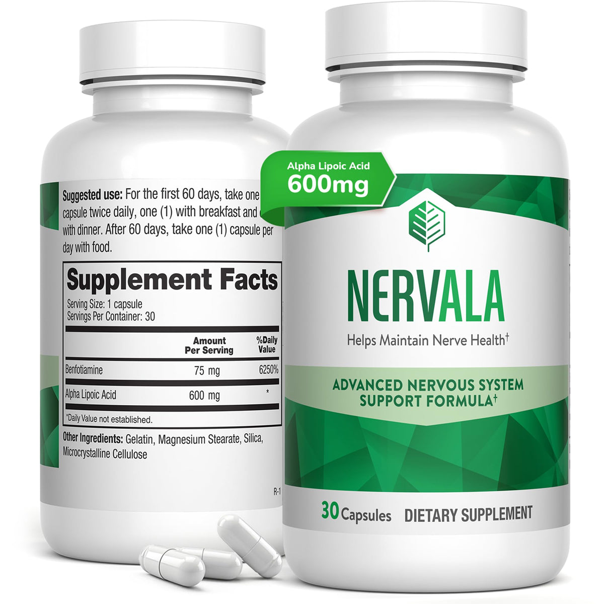 Barton Nutrition Nervala Alpha Lipoic Acid 600mg supplement front view