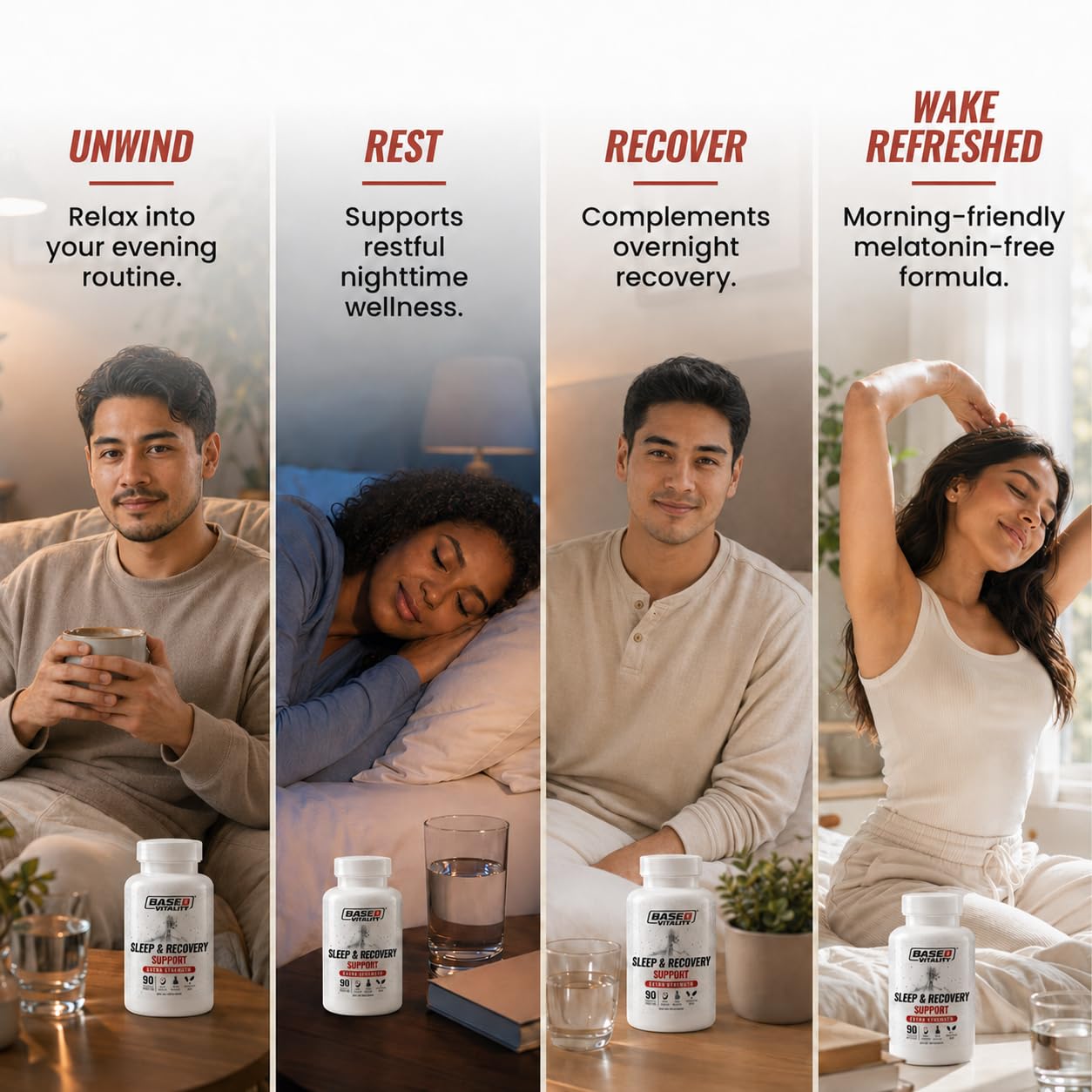 Based Vitality Sleep & use Capsules in a nightstand setting