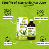 BASIC AYURVEDA Aloe Vera & Amla Herbal Mix Juice 480ml bottle with cap