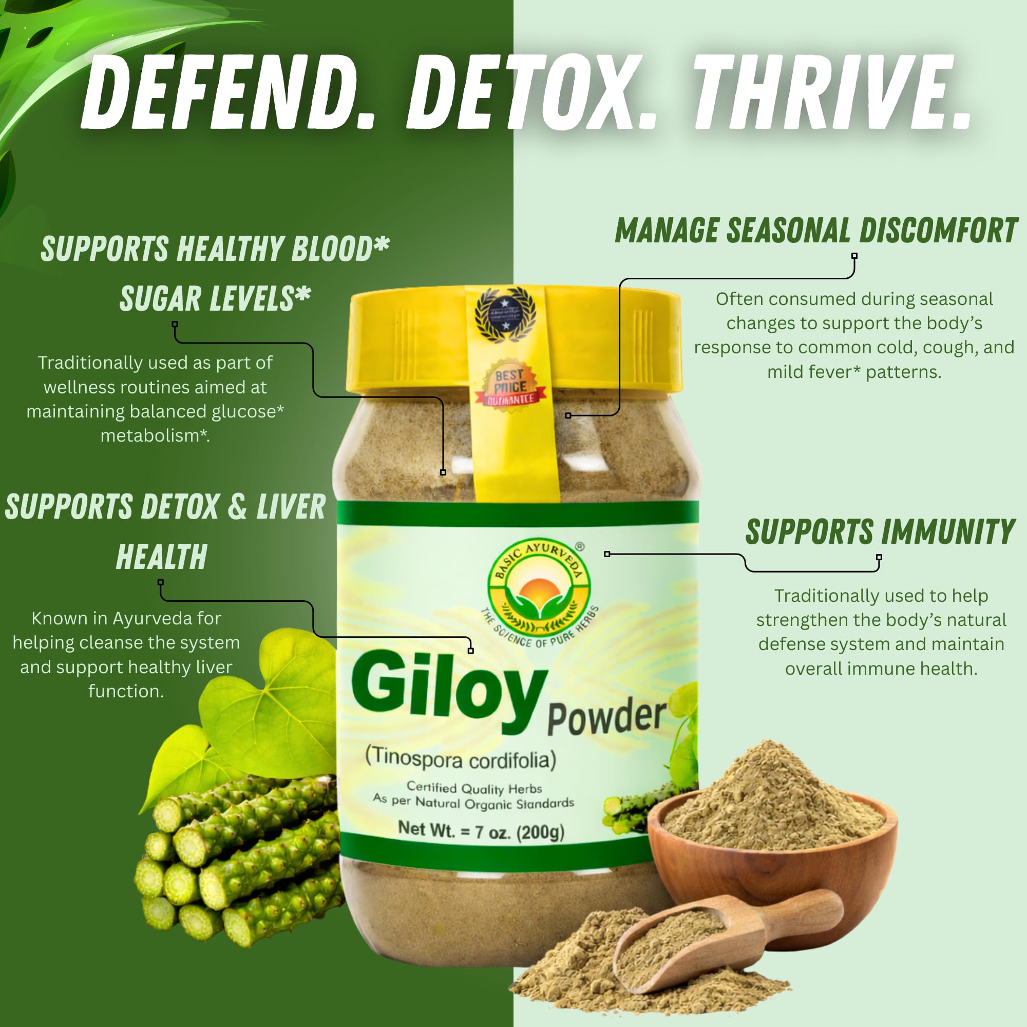 BASIC AYURVEDA Giloy Powder mixed in herbal tea