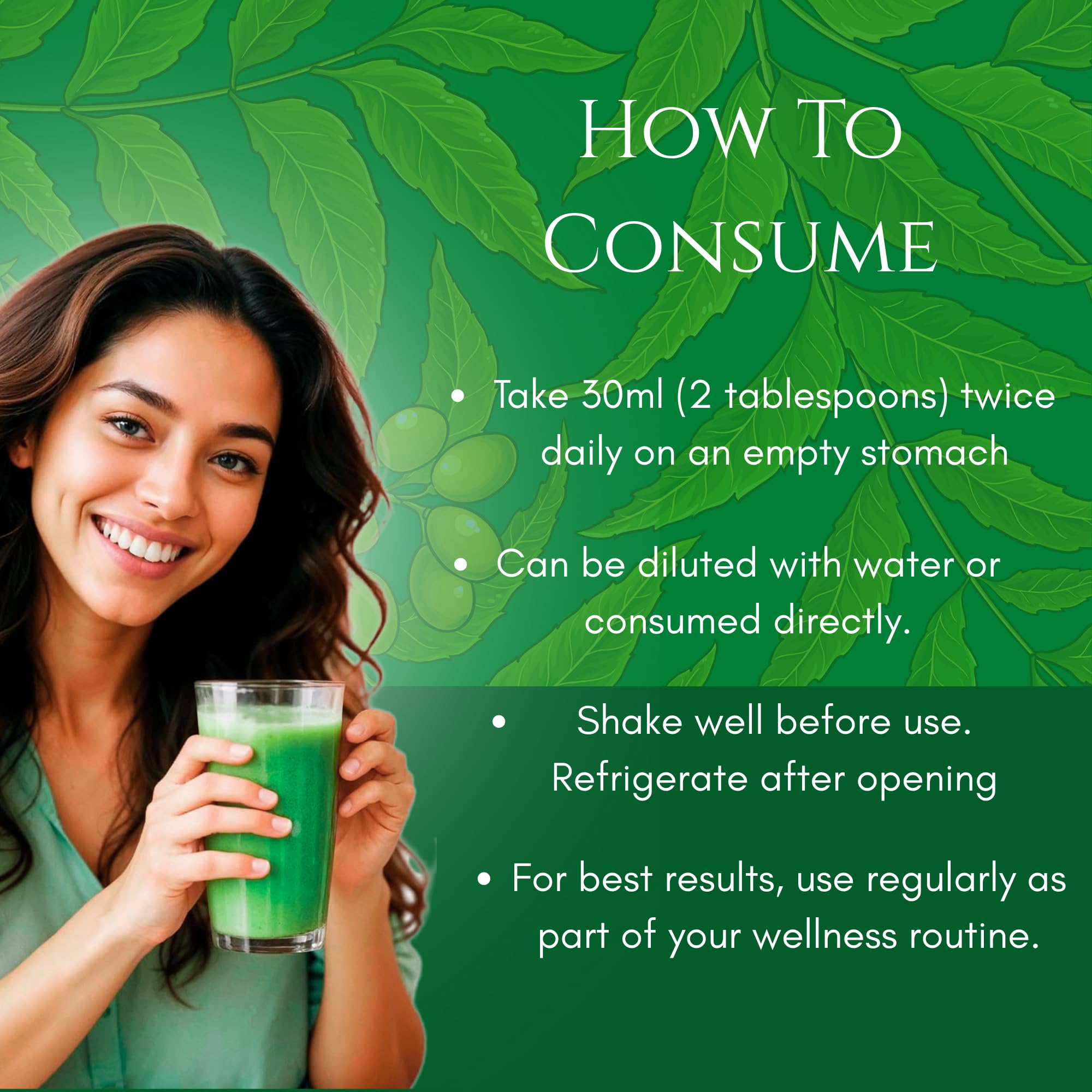 BASIC AYURVEDA Neem Juice 550g nutritional information on back