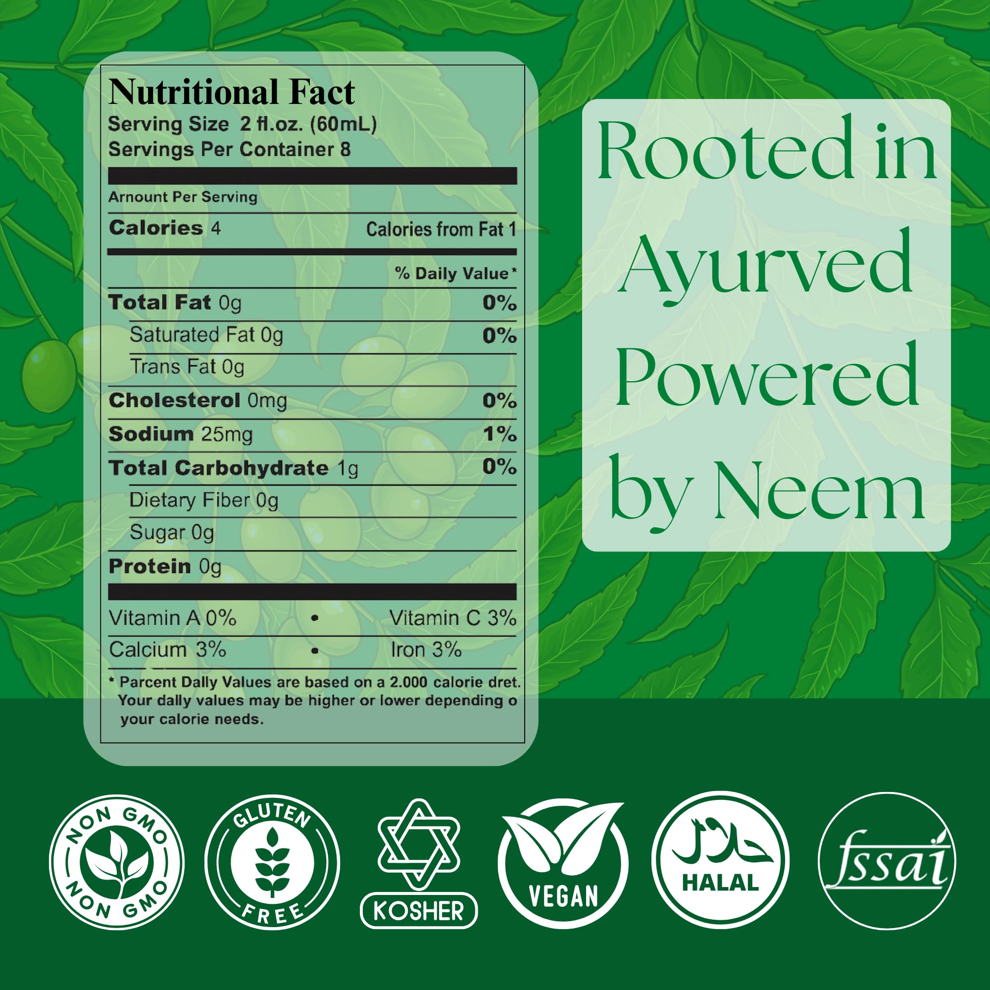 BASIC AYURVEDA Neem Juice 550g side view showing label