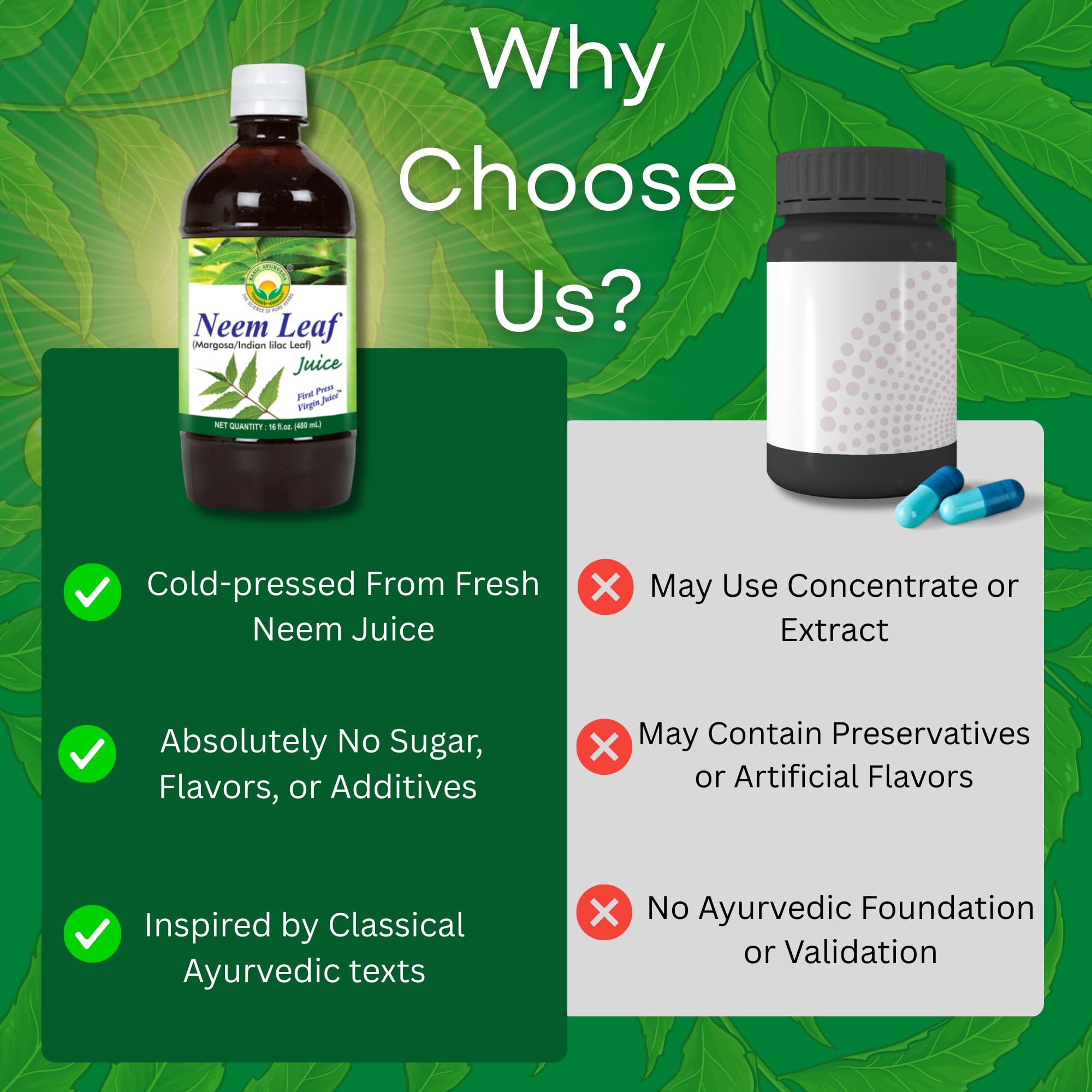BASIC AYURVEDA Neem Juice 550g with smoothie ingredients