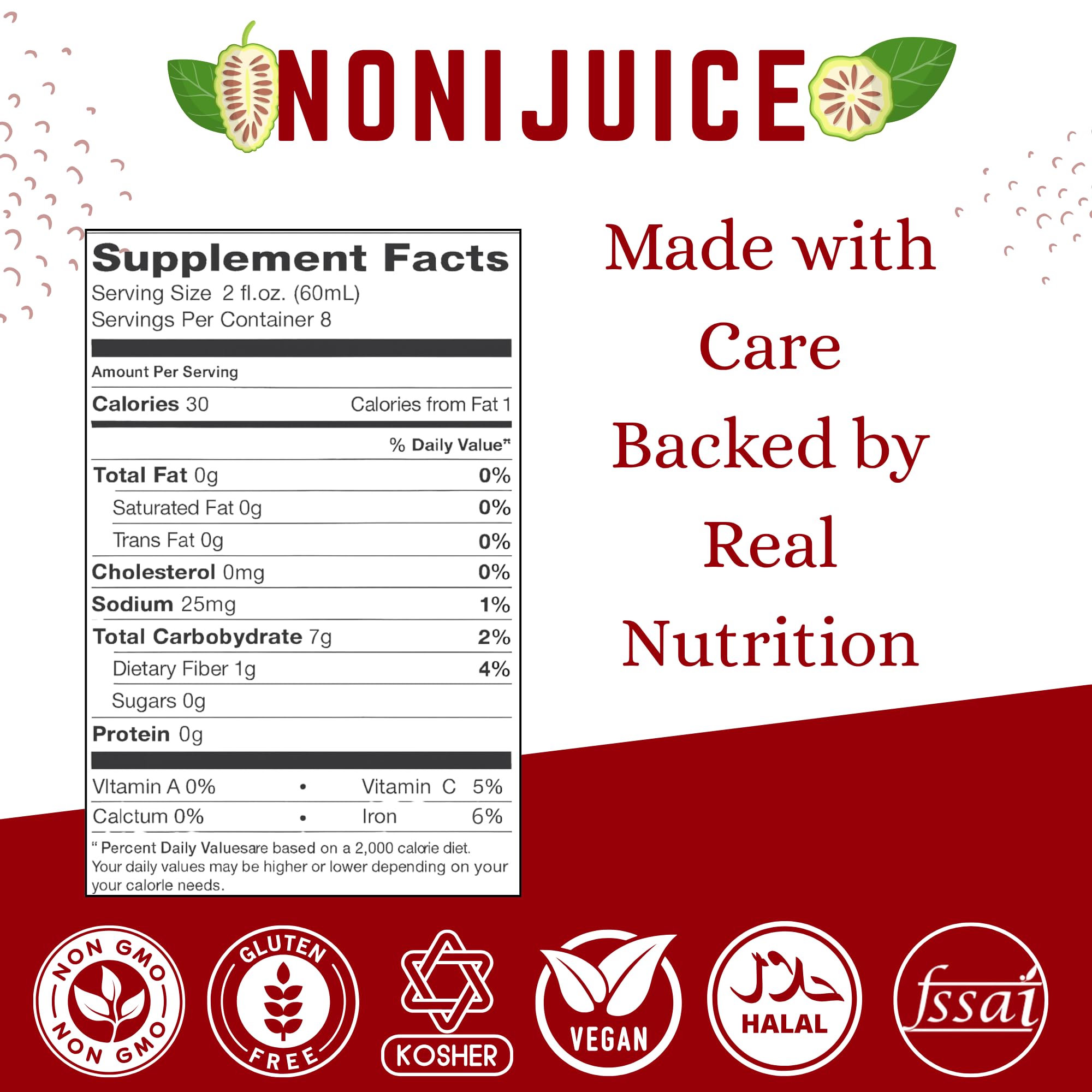 BASIC AYURVEDA Noni Juice 480ml back view