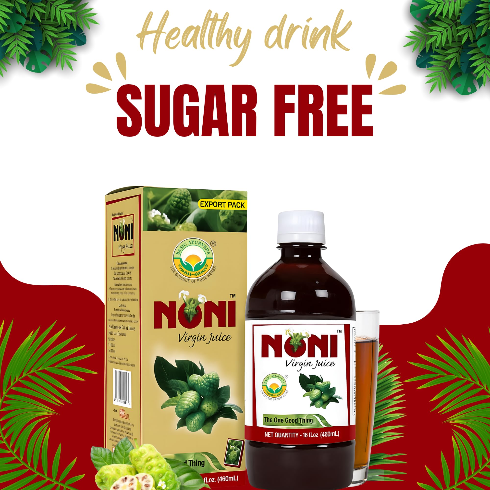BASIC AYURVEDA Noni Juice 480ml side view