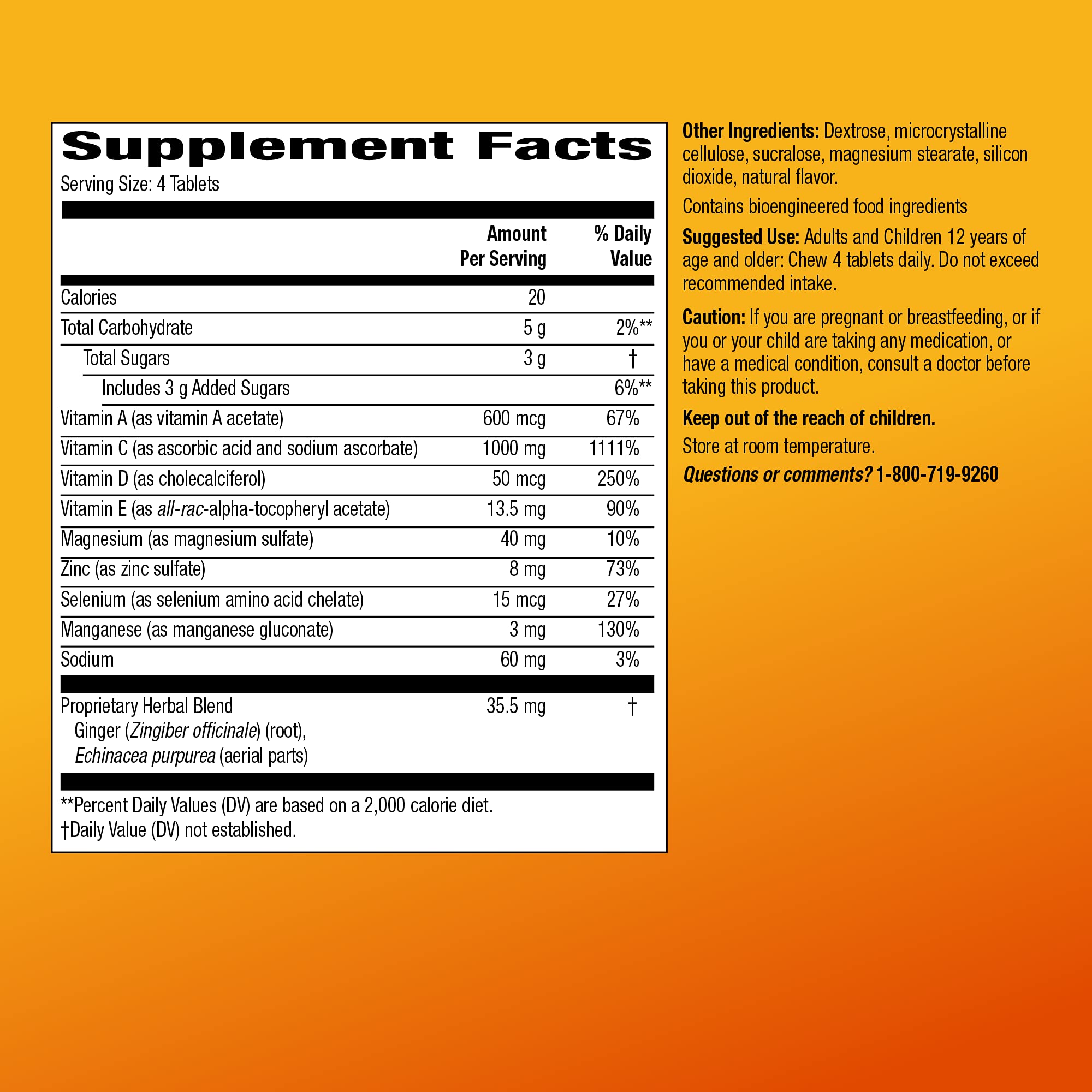 Basic Care Chewable daily wellness Support Tablets with citrus flavour