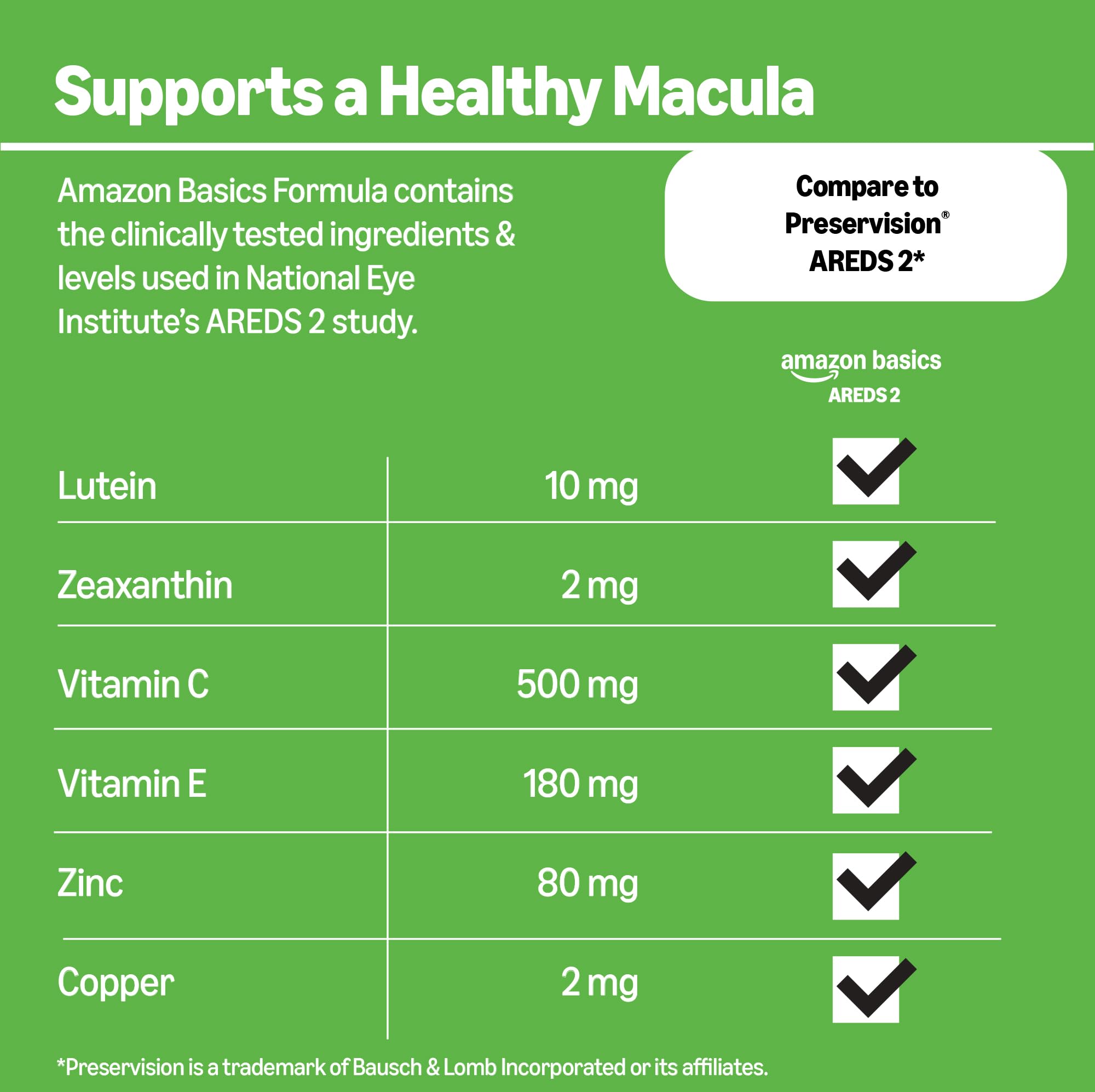 Basics AREDS 2 Eye Health Supplement bottle side view