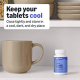 Basics Extra Strength Melatonin Tablets open bottle showing tablets