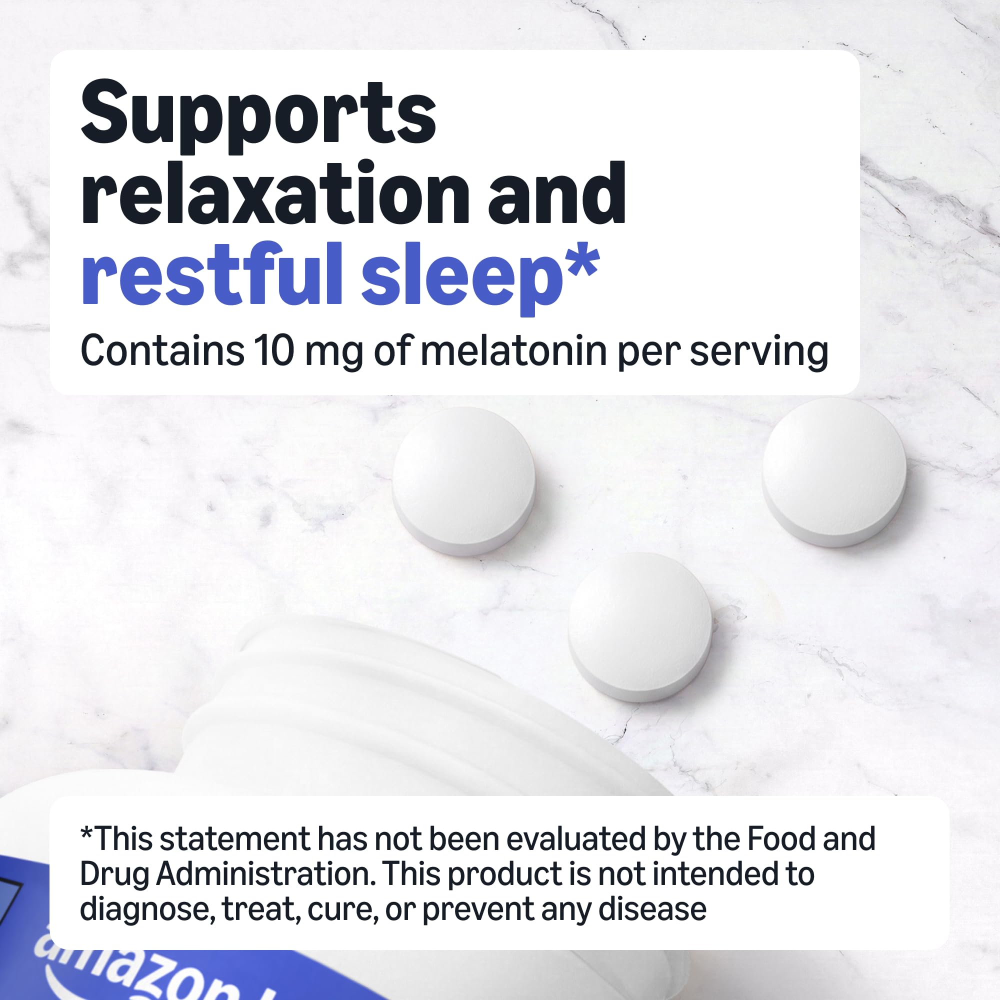 Basics Extra Strength Melatonin Tablets side view showing tablet size
