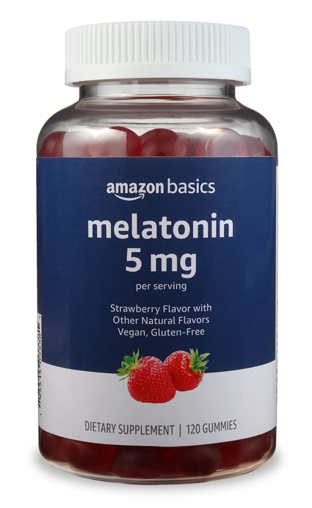 Basics Melatonin Gummies 120 Count strawberry flavour front view