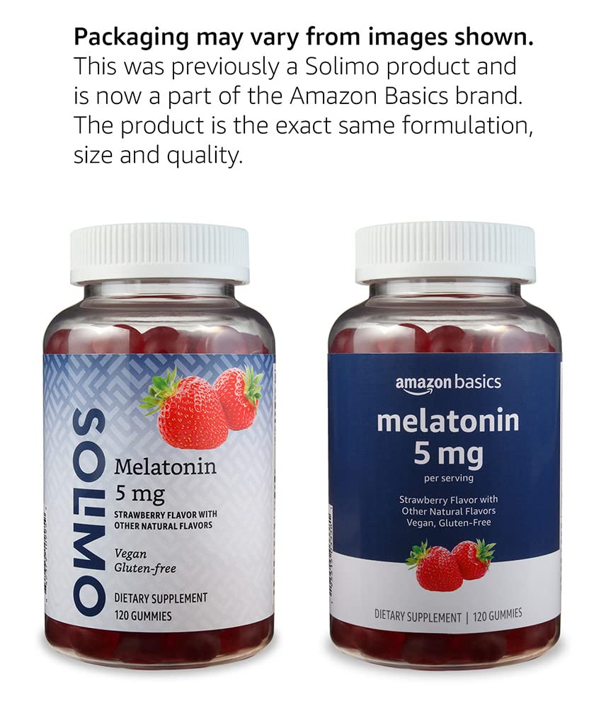 Basics Melatonin Gummies in a bowl with fresh strawberries