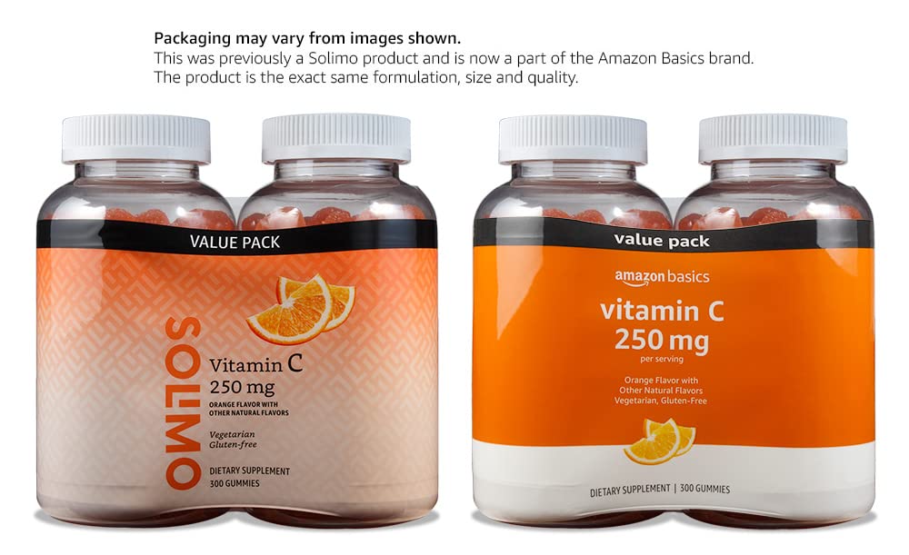 Basics Vitamin C Gummies displayed on a wooden table
