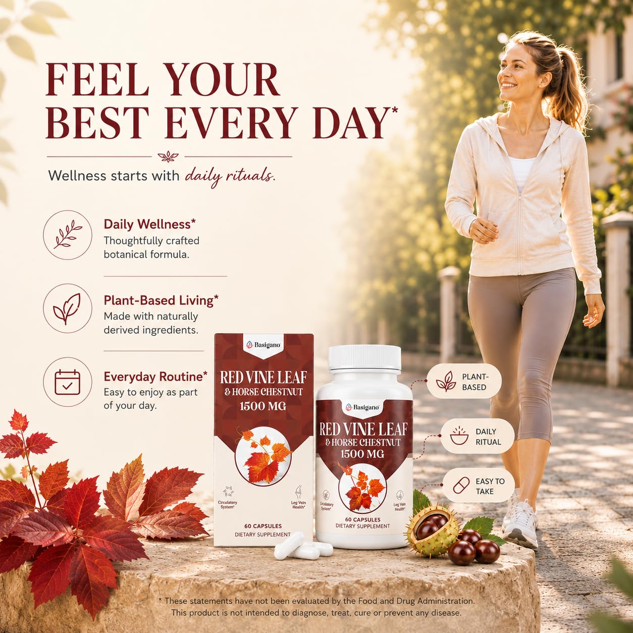 Basigano Red Vine Leaf & Horse Chestnut Extract Capsules ingredients list