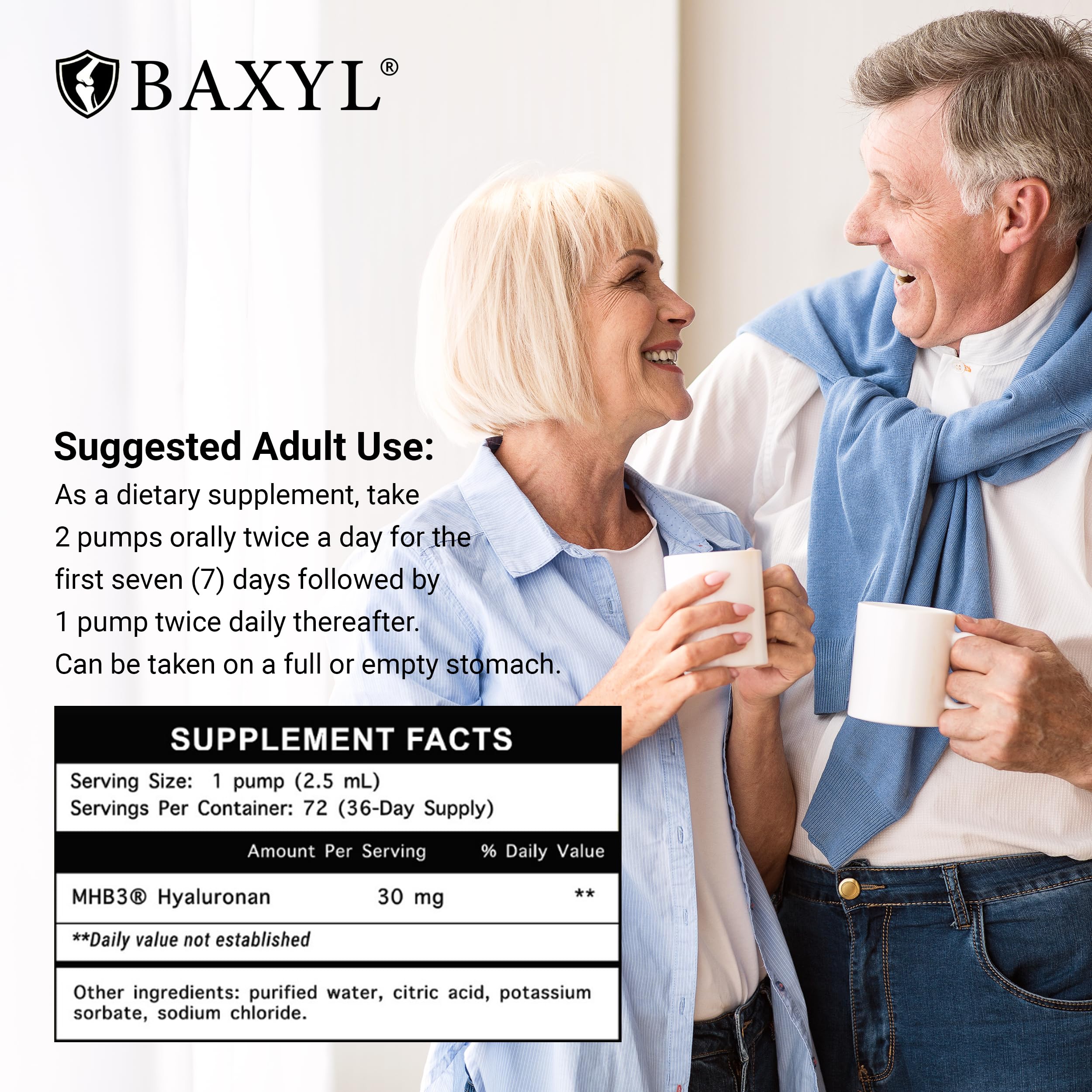 BAXYL Hyaluronic Acid Joint Support Liquid in a kitchen setting