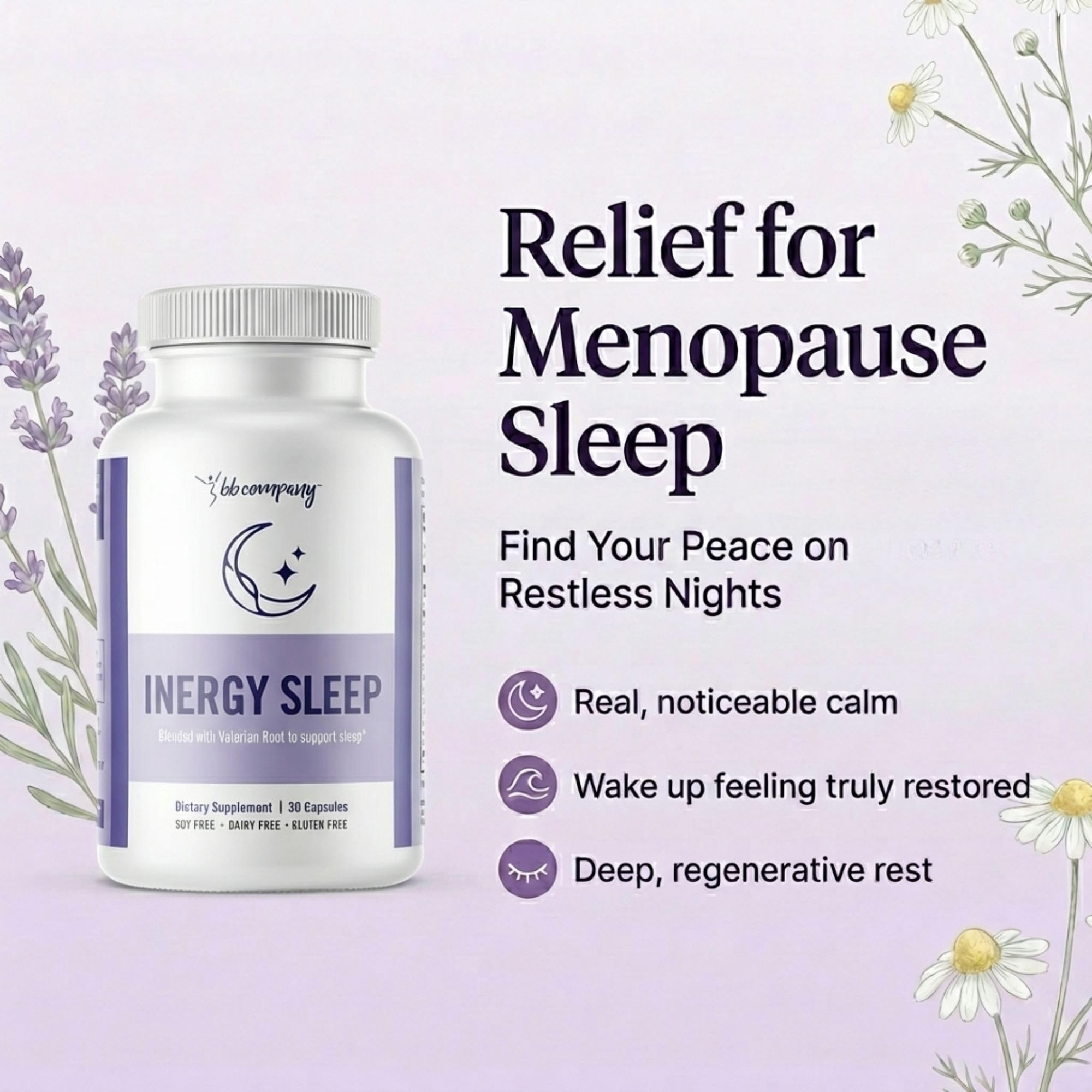 BB Company inergySLEEP capsules on a wooden table