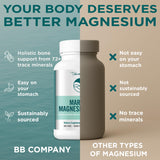 BB Company Magnesium Supplement 200mg Aquamin on a wooden table