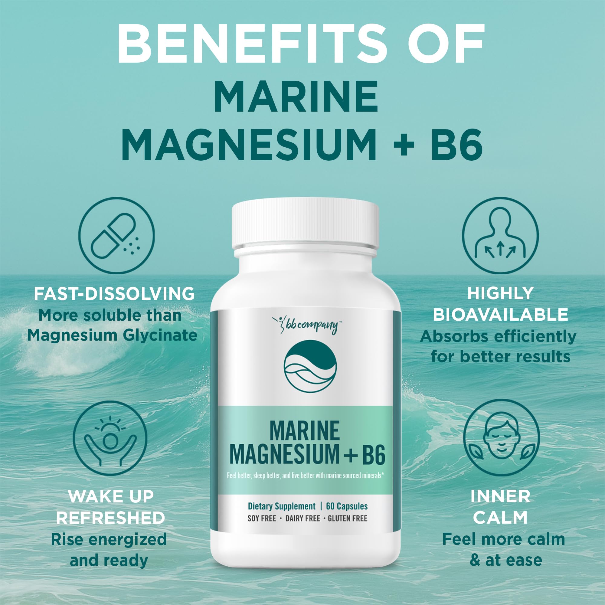 BB Company Magnesium Supplement 200mg Aquamin packaging