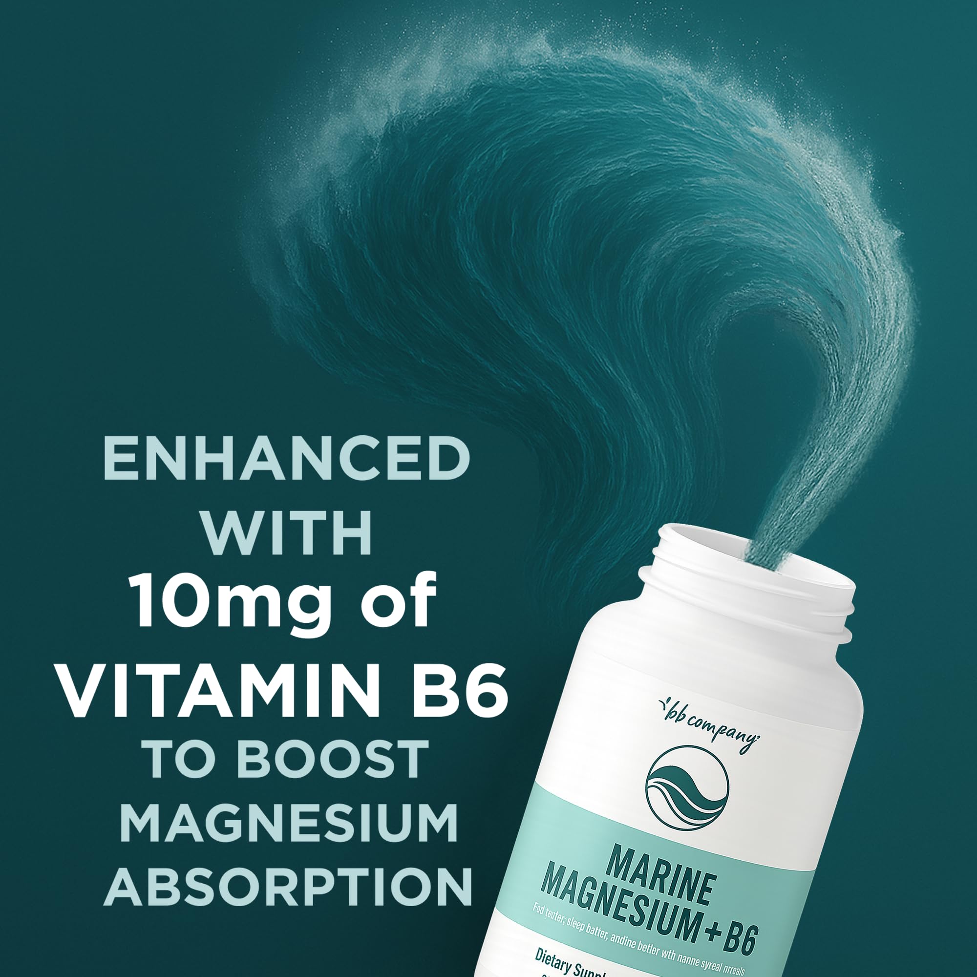 BB Company Magnesium Supplement 200mg Aquamin with measuring spoon