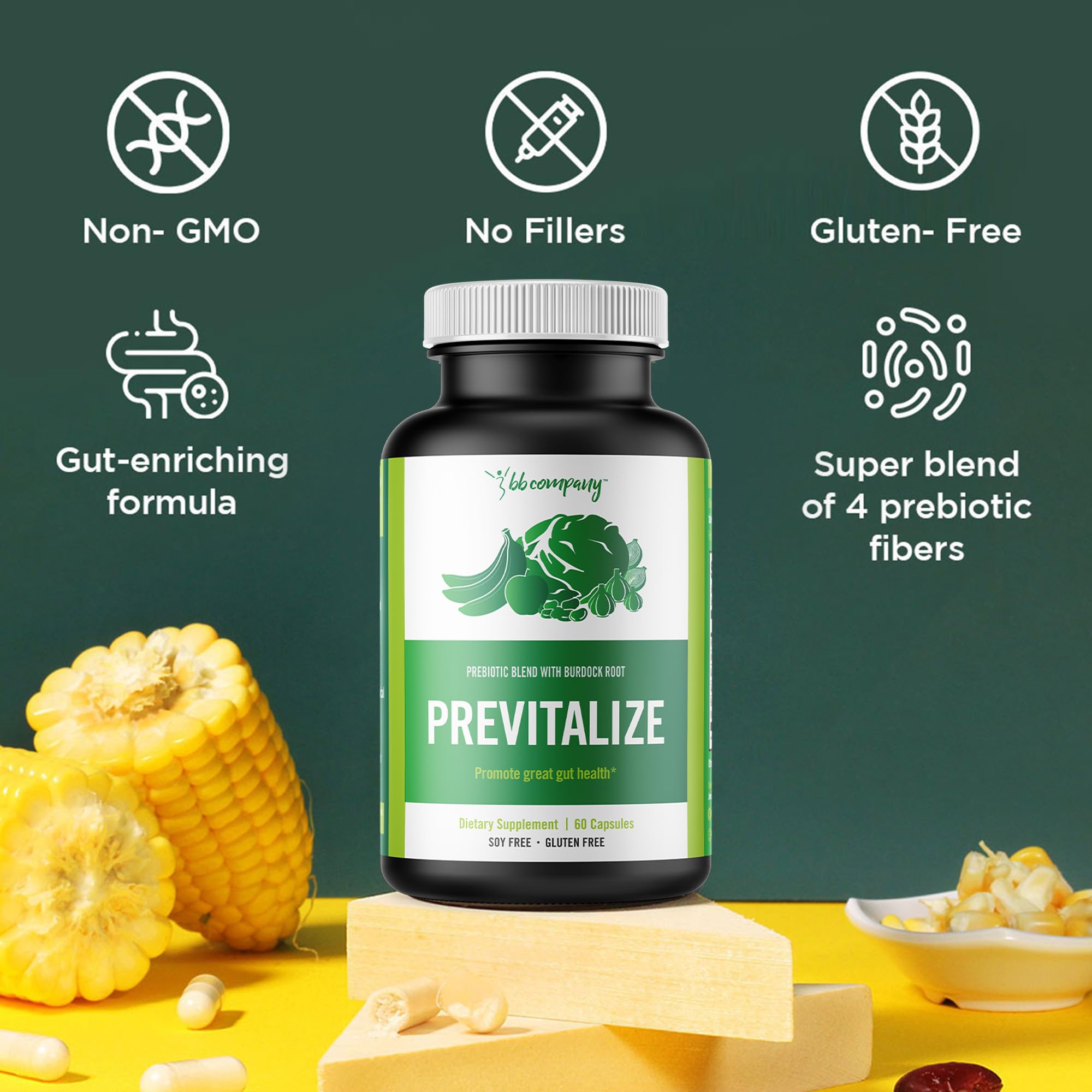 BB Company Previtalize Prebiotic Supplement packaging details