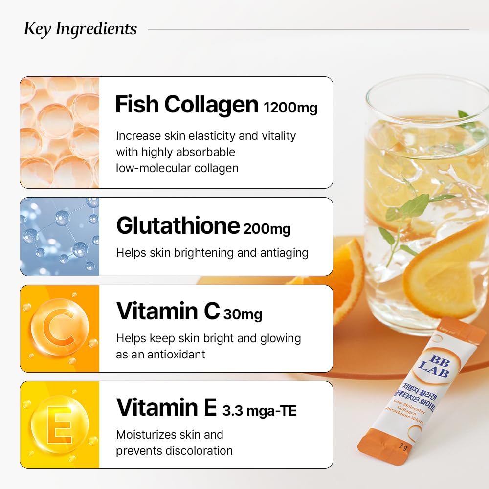 BB LAB Collagen Supplement Orange Flavour stick on a travel bag