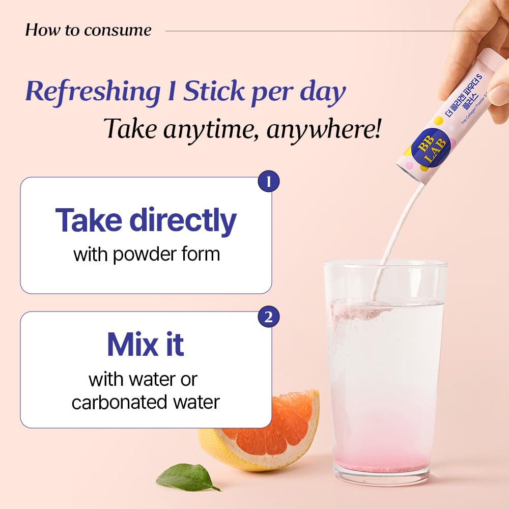 BB LAB Collagen Supplement sticks arranged on a table