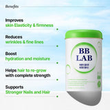 BB LAB Shine Muscat Collagen Powder displayed with fresh muscat grapes