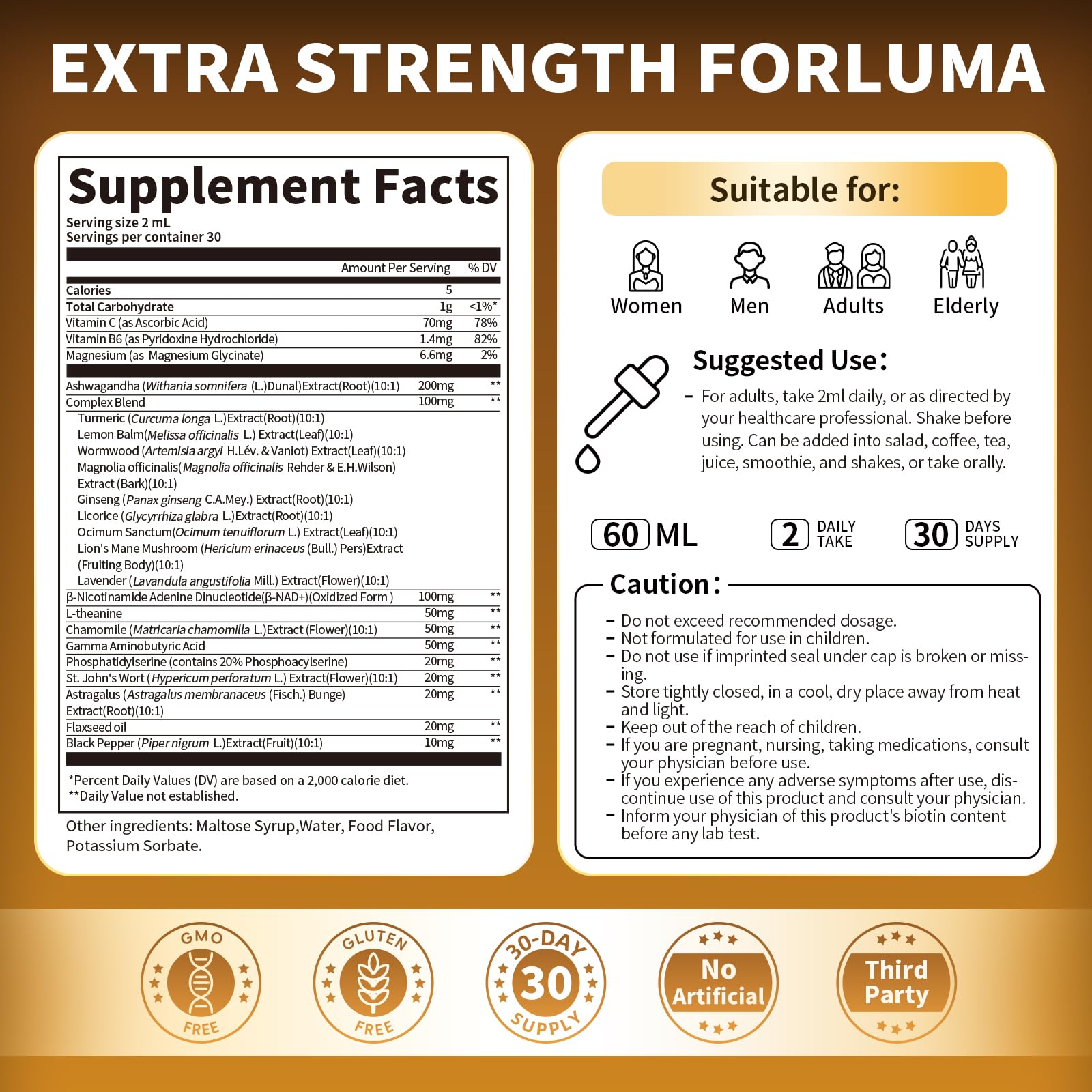 BBEEAAUU Cortisol Manager Supplement bottle back view