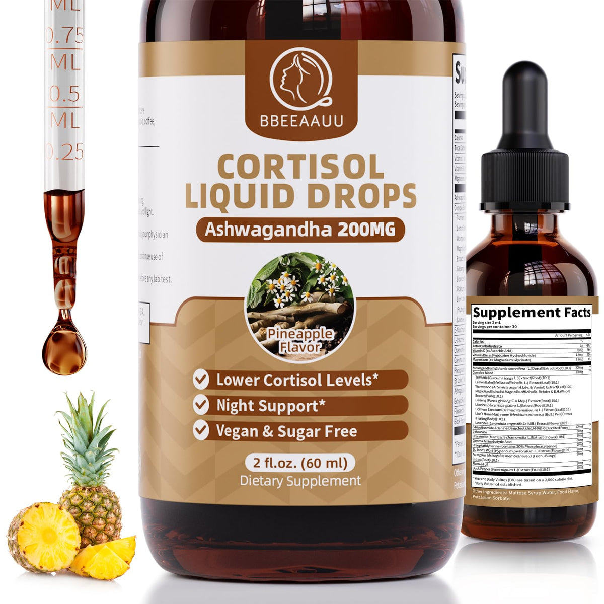 BBEEAAUU Cortisol Manager Supplement bottle front view