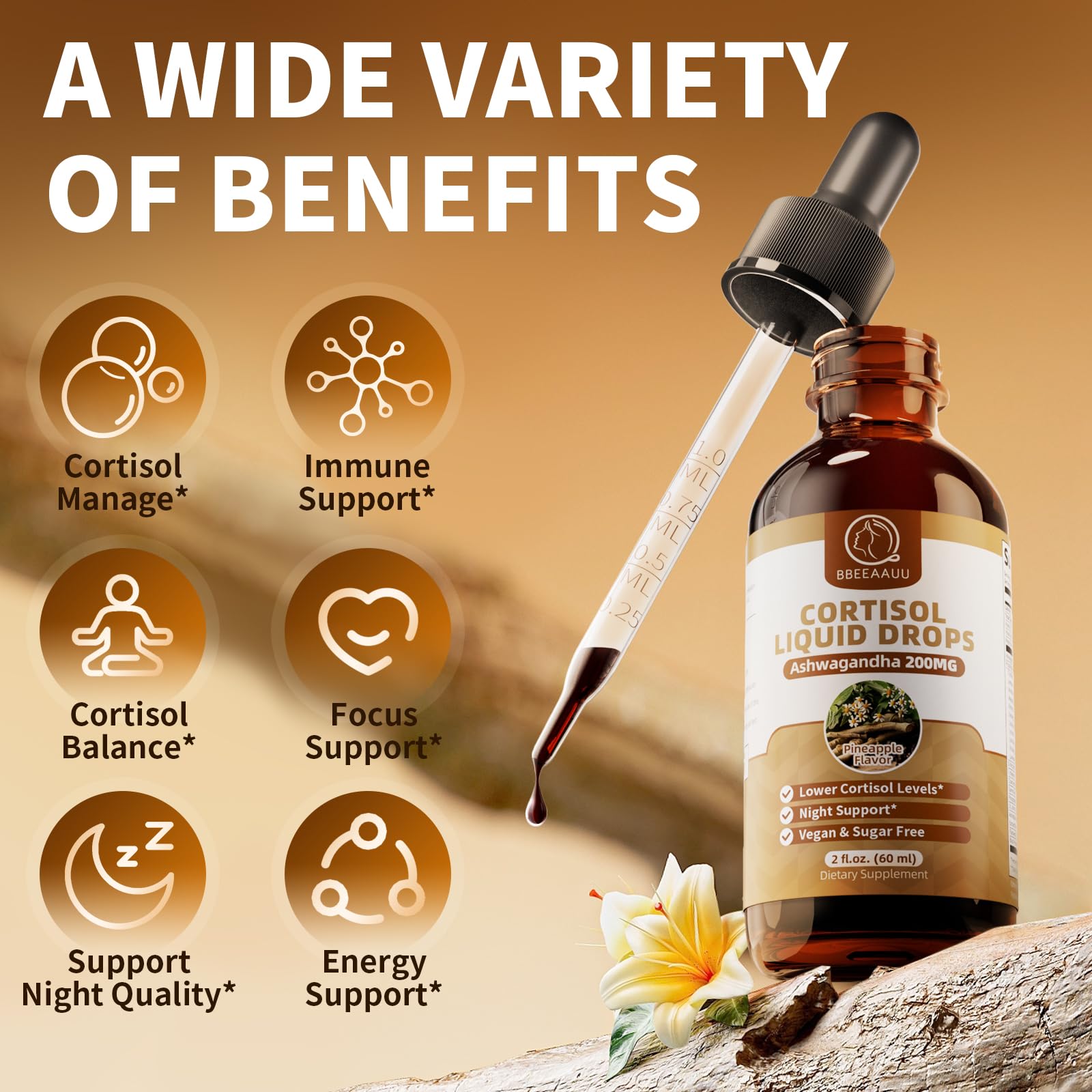 BBEEAAUU Cortisol Manager Supplement bottle side view