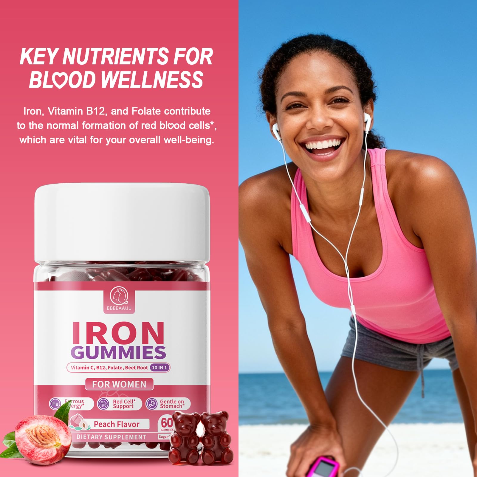 BBEEAAUU Iron Gummies in a lifestyle setting