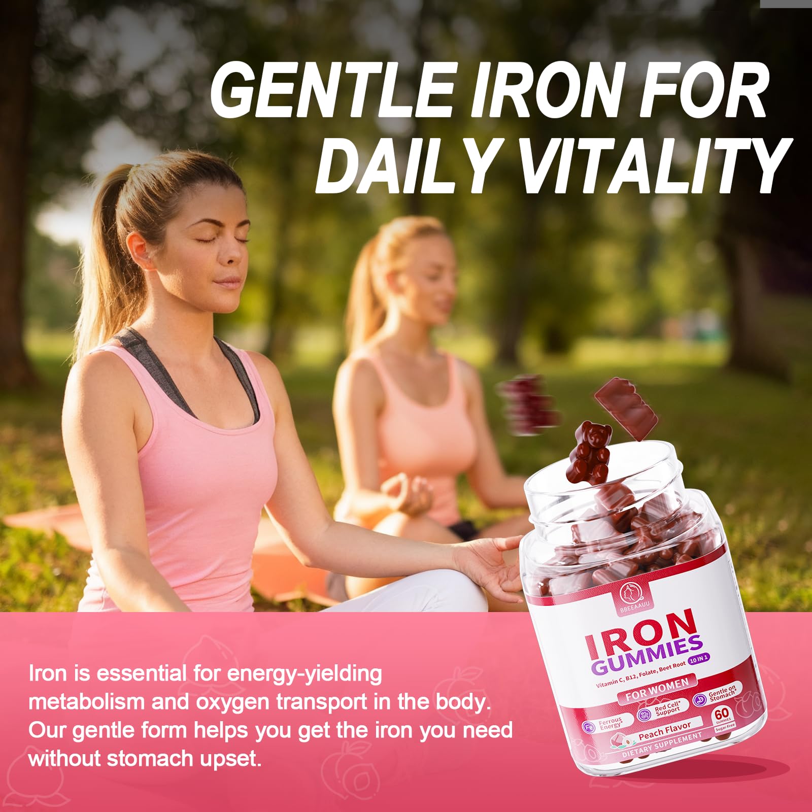 BBEEAAUU Iron Gummies with ingredients list